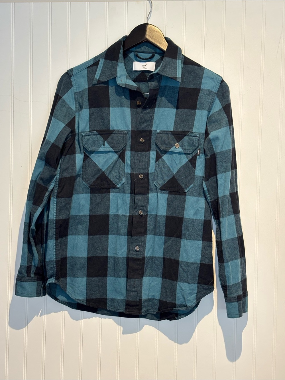 Aritzia TNA Black Buffalo Plaid Button-Up Shirt